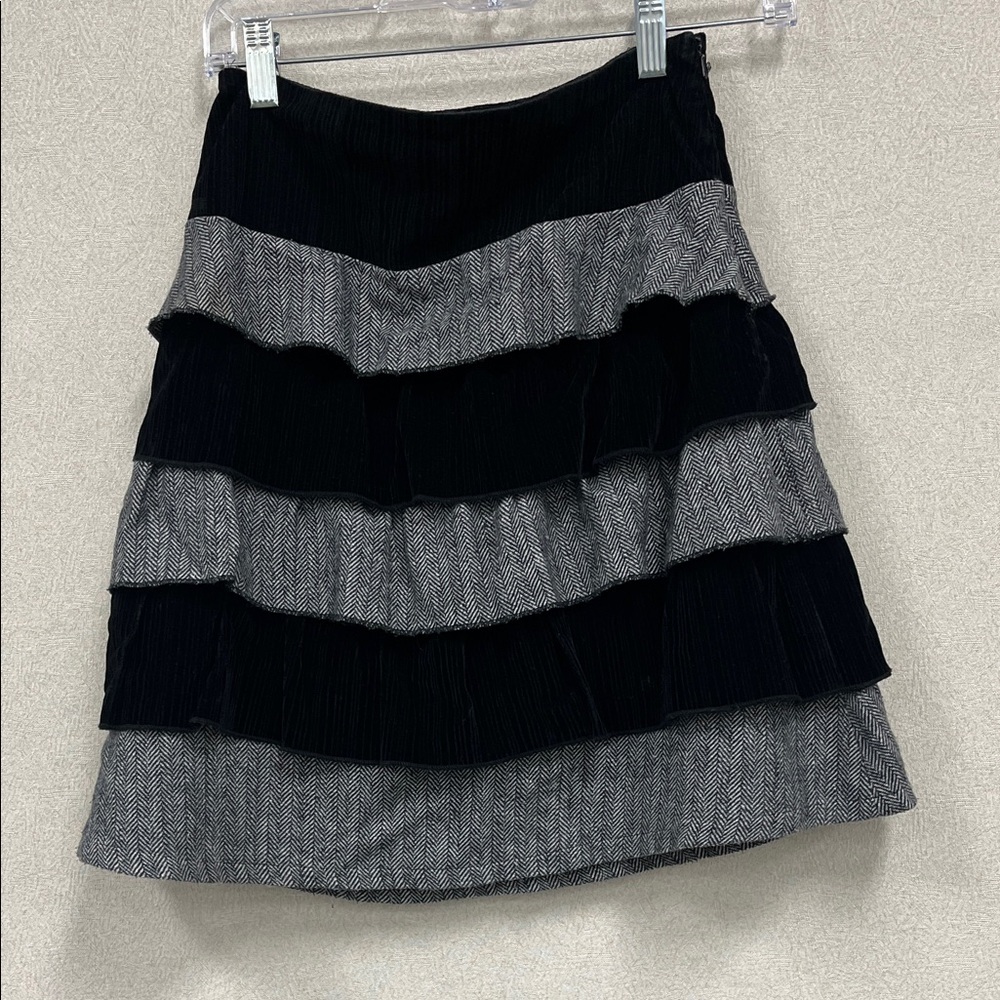 Elegant Black and Gray Tiered Skirt
